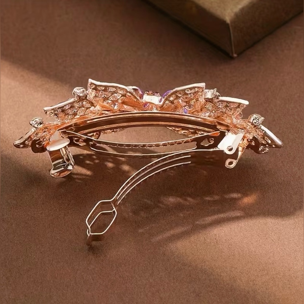Rhinestone Embellished Barrette Hair Clip Barrette Gorgeous New Modern - Picture 3 of 4